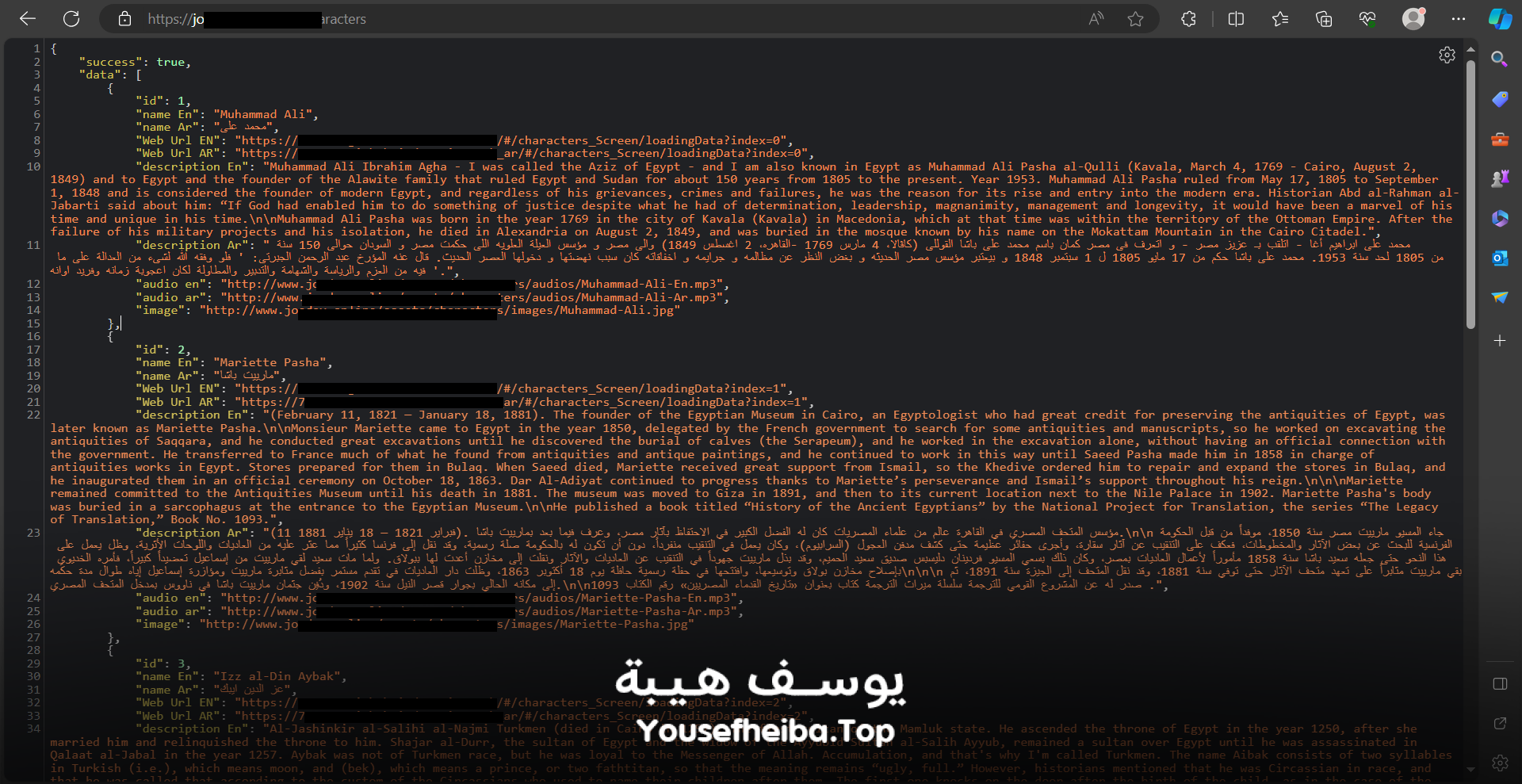 Api شخصيات تاريخية لتطبيق سياحي.